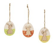 Wooden easter rabbit egg for hanging