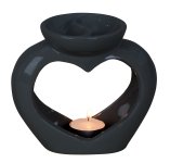 Oil burner heart shape black with