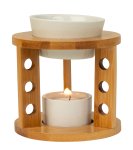 Oil burner with round wooden frame