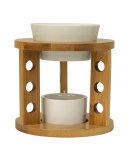 Oil burner with round wooden frame