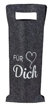 Flaschentüte aus Filz grau "Für Dich" ,