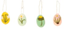 Felt eggs with flowers for hanging h=6cm