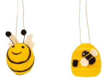 Felt bee and honey pot for hanging in