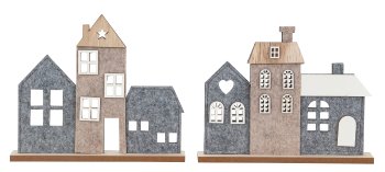 Felt house decoration with wooden base