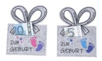 Felt money present grey with print "Zur