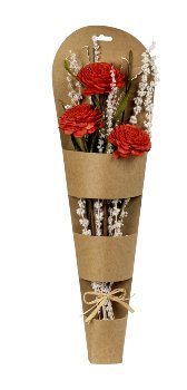 Trockenblumen-Gesteck gepackt in