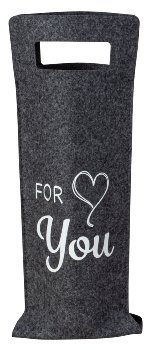 Felt bottle bag grey "For you" h=41cm