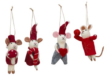 Felt mouse for hanging h=13-17cm asst.