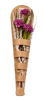 Trockenblumen-Gesteck gepackt in