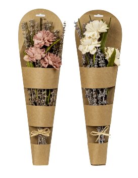 Trockenblumen-Gesteck gepackt in