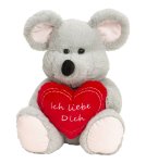 Maus grau sitzend mit Herz "Ich liebe