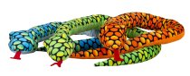 Plush snake orange, blue and green