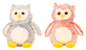 Plush owl red & blue h=30cm asst.