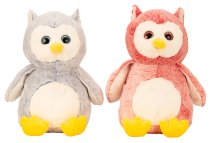 Plush owl red & blue h=50cm asst.