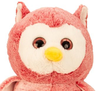 Plush owl red & blue h=50cm asst.