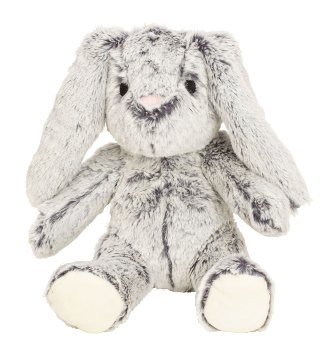 Plush rabbit sitting grey with big