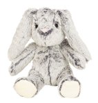 Plush rabbit sitting grey with big