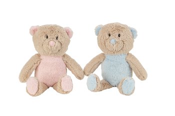 Plush bears sitting in rose & lightblue