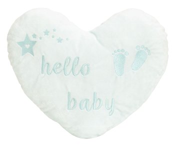 Heart plush pillow light blue "Hello