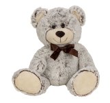 Bear grey sitting with bow h=28cm