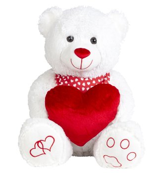 Bear white w.heart & scarf