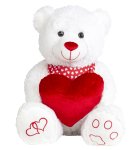 Bear white w.heart & scarf