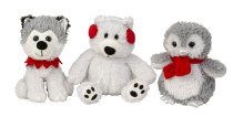 Winter plush animals ice bear, penguin &