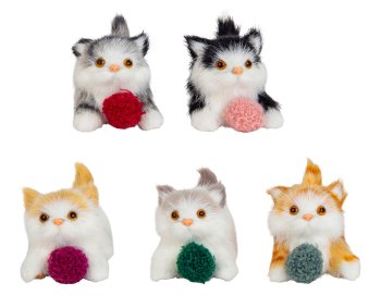 Katze spielend mit Wollknäuel h=4,5cm
