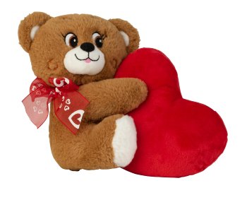 Plush bear with red heart h=20cm