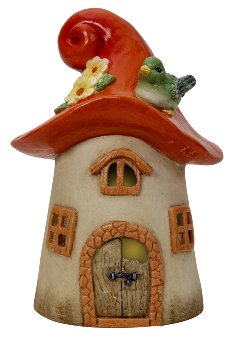 Pilzhaus mit rotem Dach & Solarlicht
