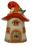 Mushroom house with red roof & solar