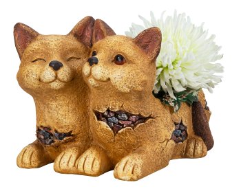 Planting pot cat couple h=24cm w=31cm