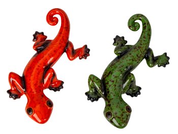 Gecko liegend in grün & rot h=5cm l=24cm