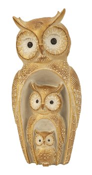 Owl family decoration sculpture h=21cm