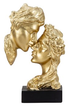 Scuplture golden couple with black base