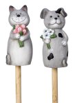 Cute ceramic fence animals dog & cat
