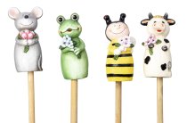 Cute ceramic fence animals frog, cow,
