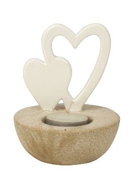 T-light holder double heart h=11,7cm