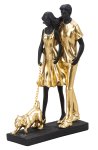 Paar mit Hund gold/schwarz h=29,5cm