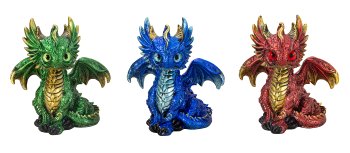 Dragon sitting h=13,5cm w=12,5cm asst.