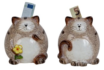 Spardose Katze in beige/braun h=13,5cm