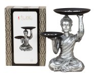 Buddha silber sitzend mit jeweils einem