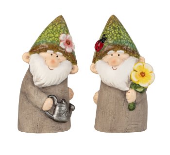 Gnome with watering can & flower in