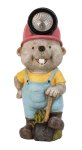 Beaver standing with bib & shovel