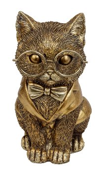 Funny cat in gold with big glasses