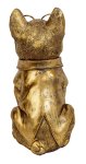 Funny pug dog in gold with big glasses
