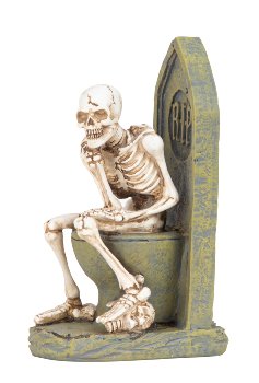 Skelett sitzend auf Toilette h=22cm