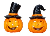 Halloween pumpkin with cylinder as