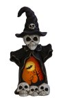 skull ghost with hat & LED-light h=49cm