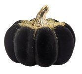 Pumpkin sculpture balck/gold h=10cm